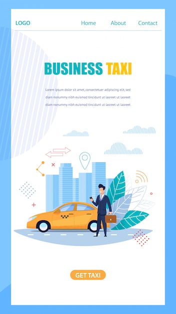 Business taxi online service landing page mobile