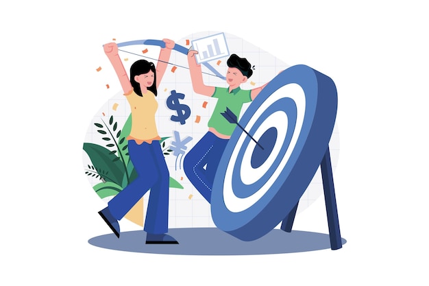 Business Team Achieving Goal Illustration concept