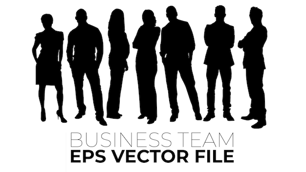 Business team black silhouettes vector file