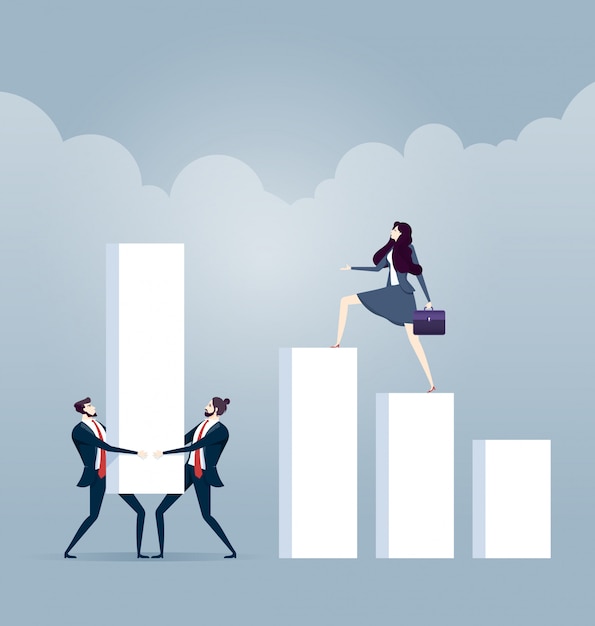 Business team build a financial diagram chart - business concept