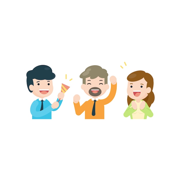 Business team celebrating together, happy people success concept, vector illustration.