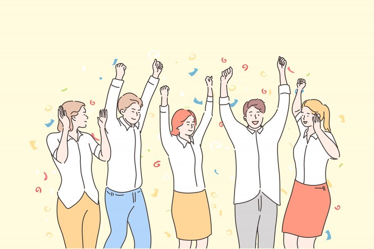 ビジネス、チーム、お祝い、成功、目標達成コンセプト