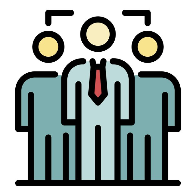 Vector business team icon outline business team vector icon color flat isolated