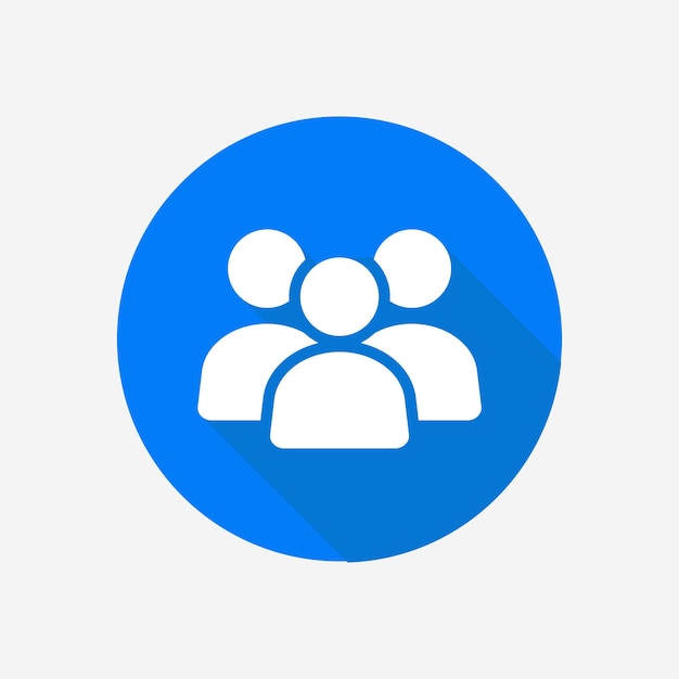 Business team People flat style vector icon white coloured on blue circle