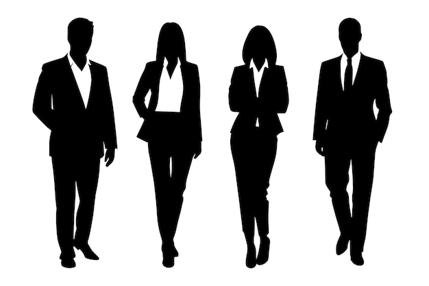 Business team silhouette Businessmen and businesswomen business group Vector illustration