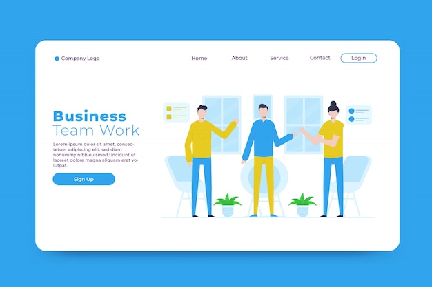 Business team work landing page template