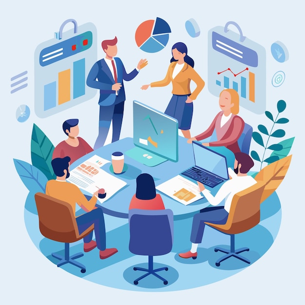 Business team working together in a meeting around a table