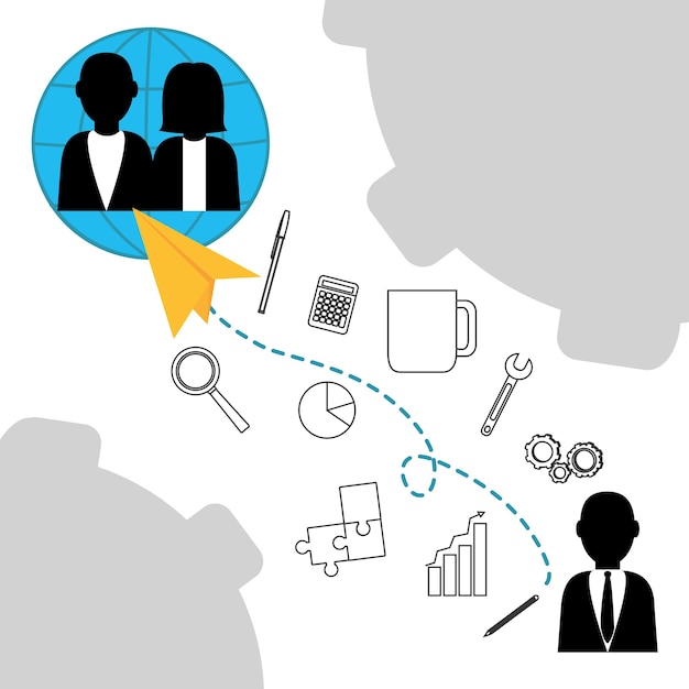 Business teamwork avatar with office elements