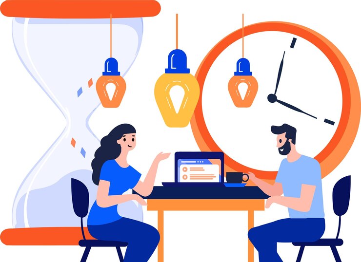 Vector business teamwork brainstorming in flat style isolated on background