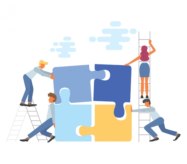 Vector business teamwork concept in flat style illustration