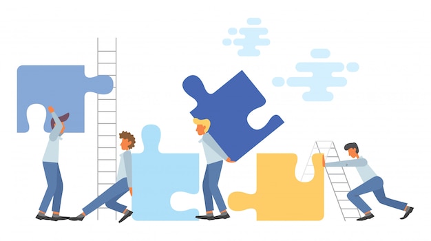 Vector business teamwork concept in flat style illustration