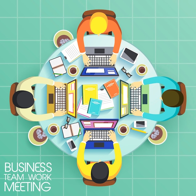 business teamwork meeting in flat design