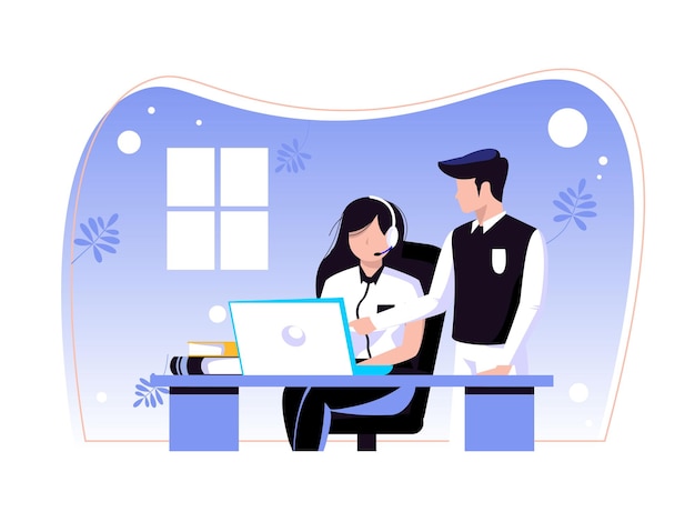 business teamwork in the office exchange ideas at the office work desk can be used for posters web social media banners vector illustration