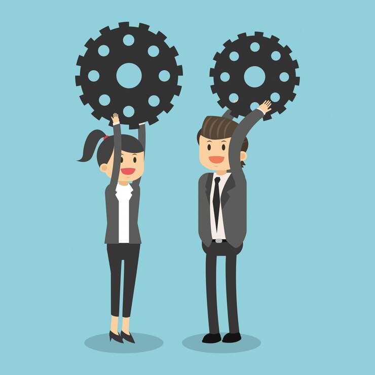 Vector business teamwork with gears