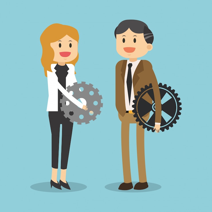 Vector business teamwork with gears