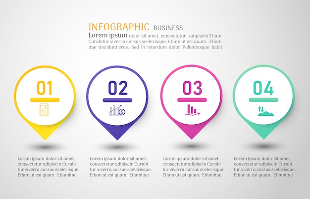 비즈니스 템플릿 4 옵션 또는 단계 infographic 차트 요소입니다.