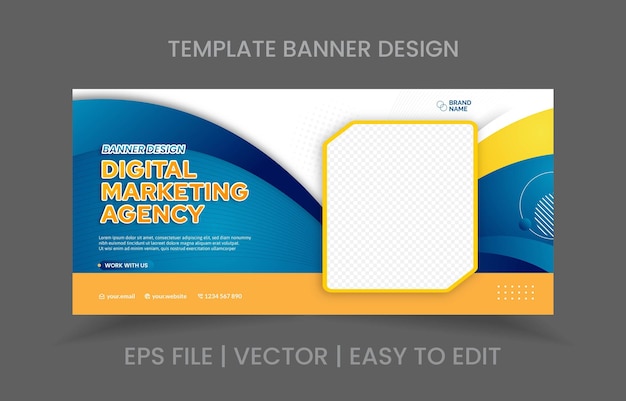 business template banner design yellow and blue color