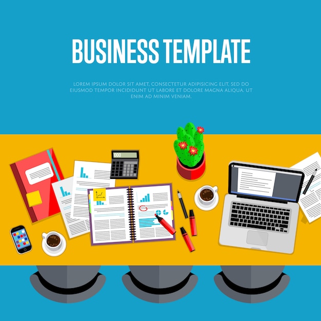 Business template. top view workspace