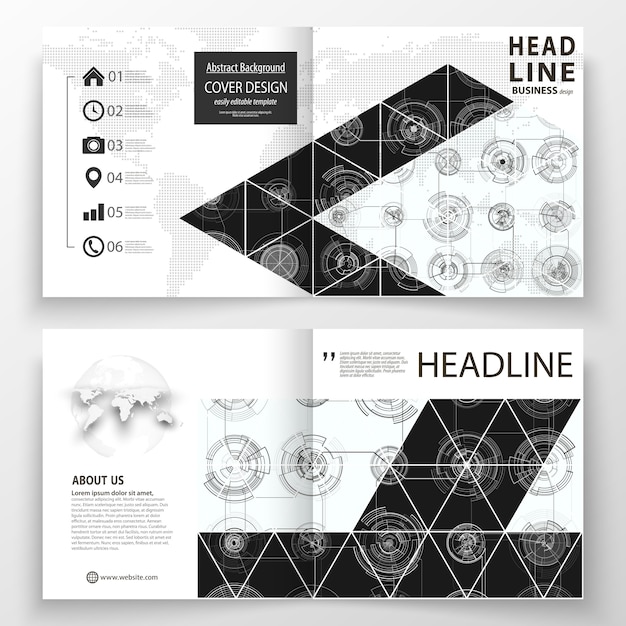 Vector business templates for square bi fold brochure