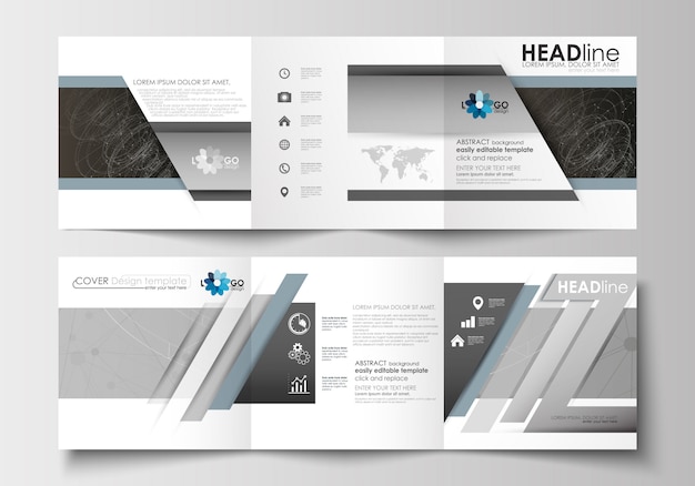 Business templates for tri-fold brochures. abstract scientific technology.