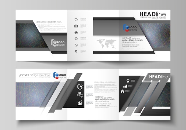 Vector business templates for tri fold square design brochures.