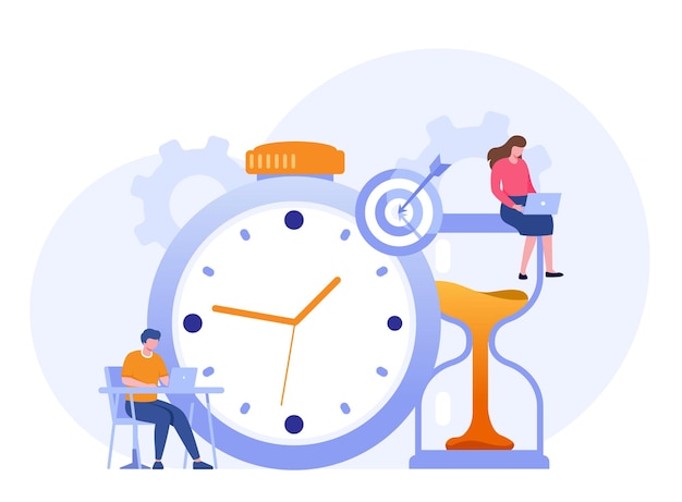 business time management deadline concept planner calender clock business target flat vector illustration banner