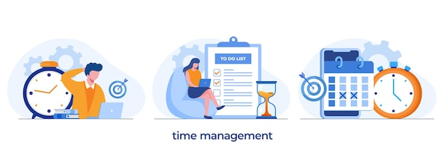 Business time management, deadline concept, planner, start up flat vector illustration banner