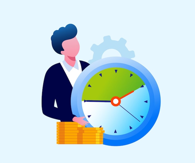 Business time management deadline schedule flat vector illustration banner and landing page