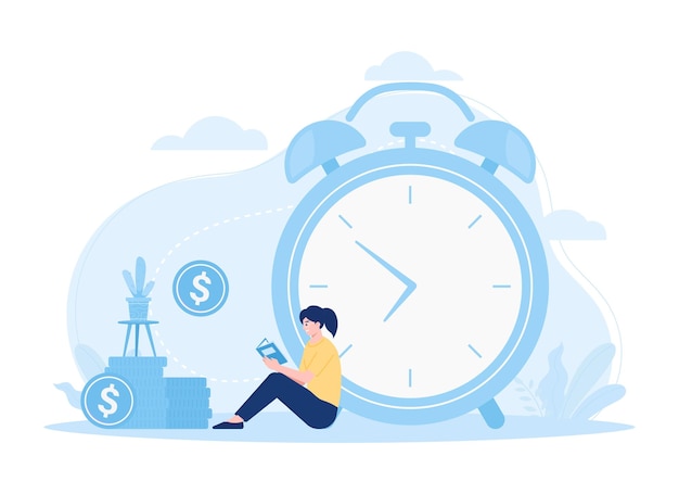Business time management trending concept flat illustration