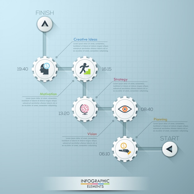 사업 일정 기어 Infographic 템플릿