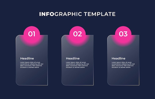 Vector business timeline infographic donker glas morphisme effect vector illustratie