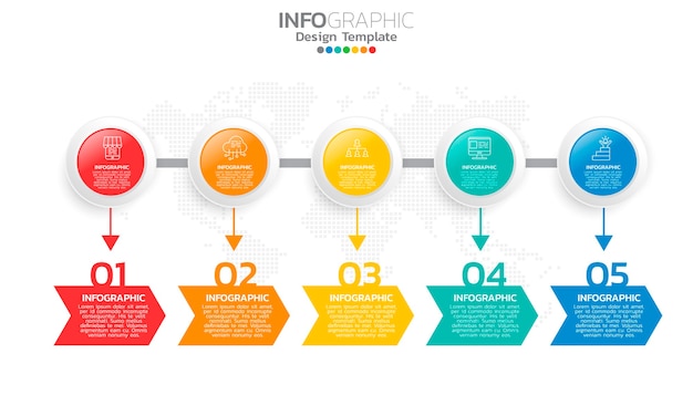 Elementi di infografica timeline aziendale con opzioni