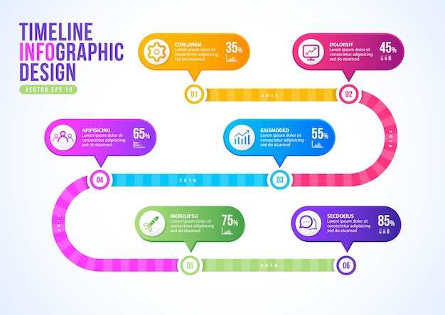 Vettore modello di presentazione infografica timeline aziendale.