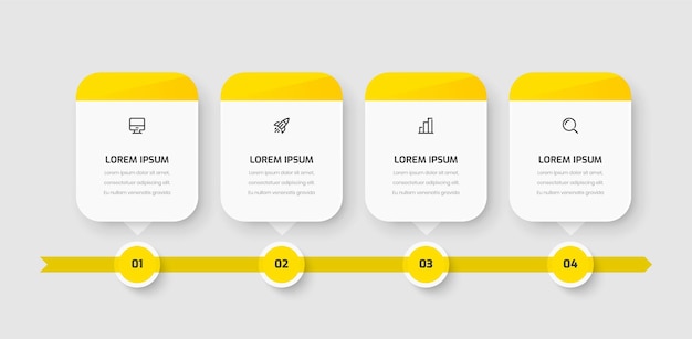 Business timeline infographic template presentation rounded rectangle label with yellow color