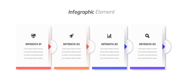 Business Timeline Infographic with Arrow, Rectangle Label, Icon and 4 Options for Presentation