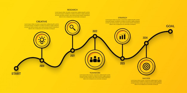 Vector business timeline infographic with multiple steps