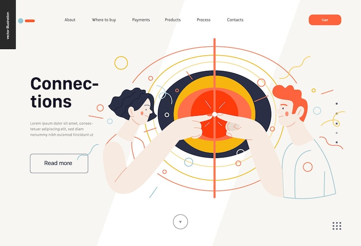 Vector business topics connections web template
