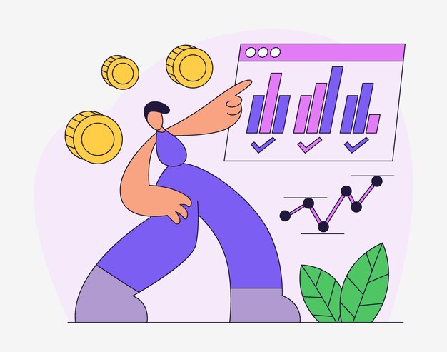 Vettore concetto di trading e investimento aziendale nel moderno design piatto