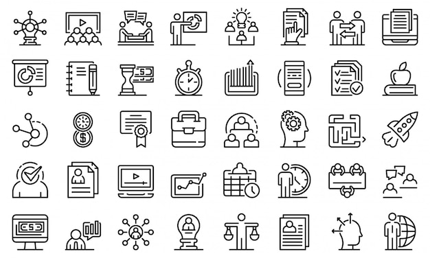 Business training icons set