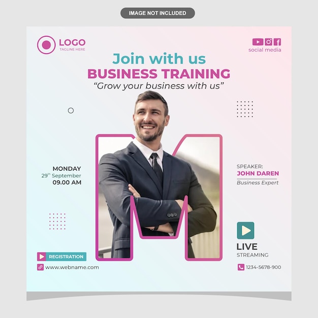 Business training live webinar M background photo social media