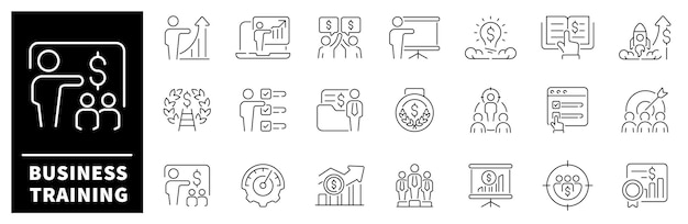 Business training thin line icons