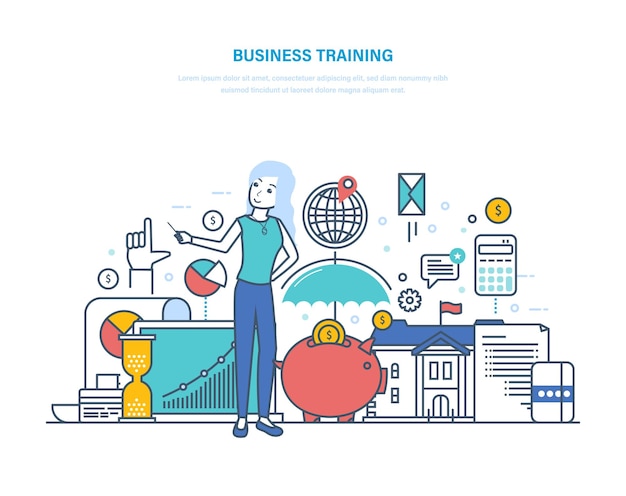 Vector business trainings joint meetings partnerships increasing knowledge base professional skills