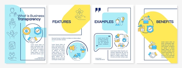 Business transparency blue and yellow brochure template