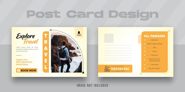 Business travel agency postcard template