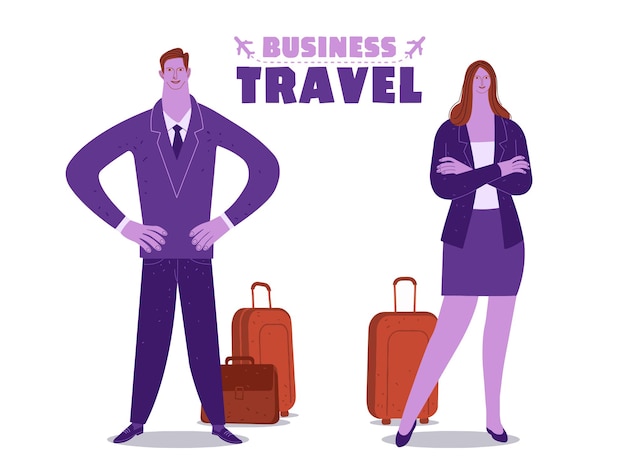 Vector business travel male and female concept vector illustration