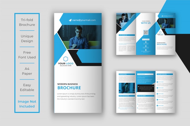 Vector business tri-fold brochure template design