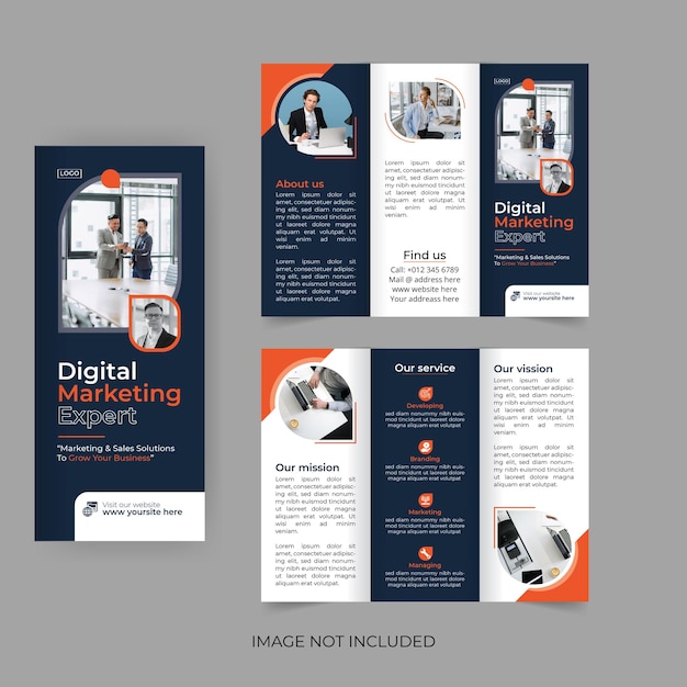 Vector business trifold brochure design digital marketing brochure multipurpose leaflet or flyer design