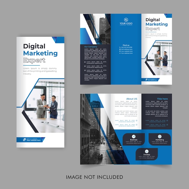 비즈니스 trifold 브로셔 디자인 디지털 마케팅 브로셔 다목적 전단지 또는 전단지 디자인