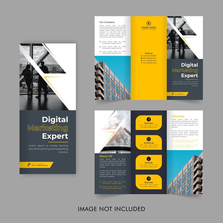 비즈니스 trifold 브로셔 디자인 디지털 마케팅 브로셔 다목적 전단지 또는 전단지 디자인