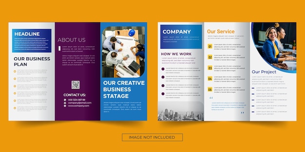 Business trifold brochure design template premium vector